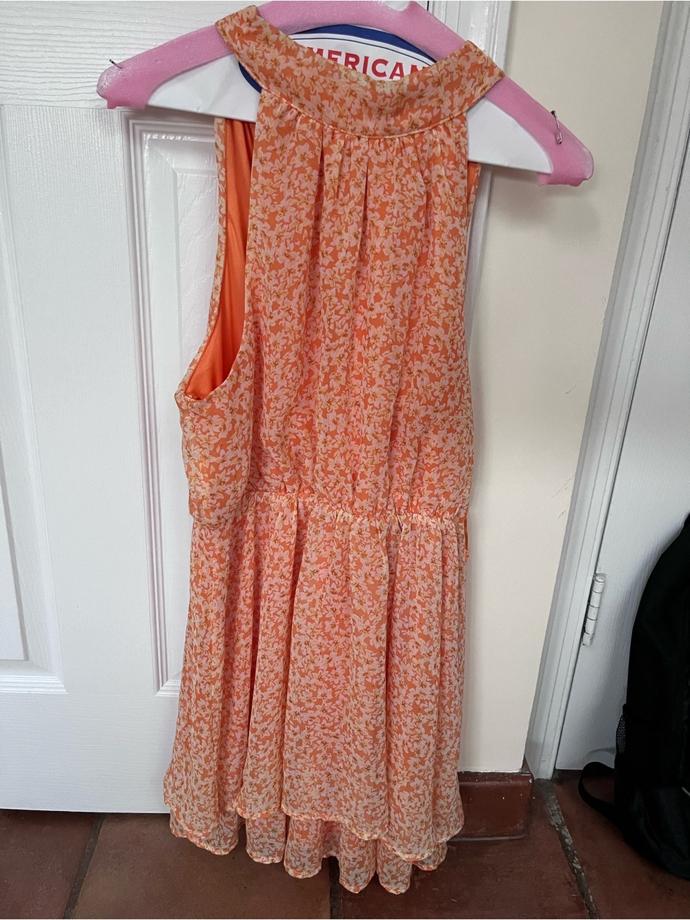 Sienna Sky Orange Floral Halter Dress